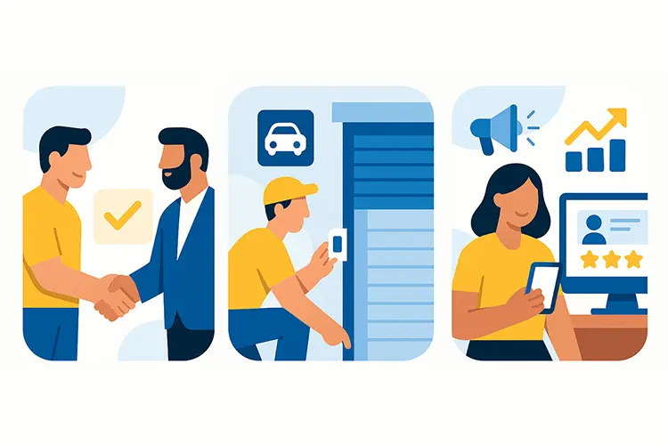 Mr.Parkit rent garage how-to illustration